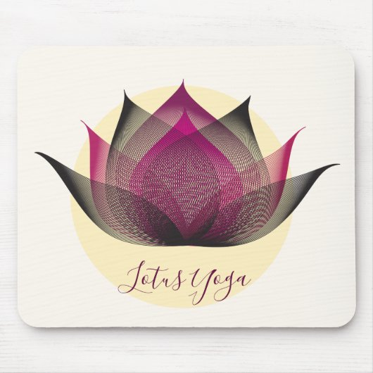 ピンクとイエローの蓮の花のアート エレガントでユニークなヨガ マウスパッド (正面)