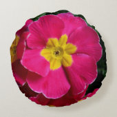 ピンクとイエロープリムローズブライトフローラ植物学 ラウンドクッション (裏面)