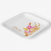 ピンクとイエローミニマリストの植物ブライダルシャワー ペーパープレート (傾斜あり)