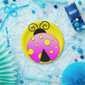 ピンクとイエローレディバグ紙プレート ペーパープレート (パーティー)