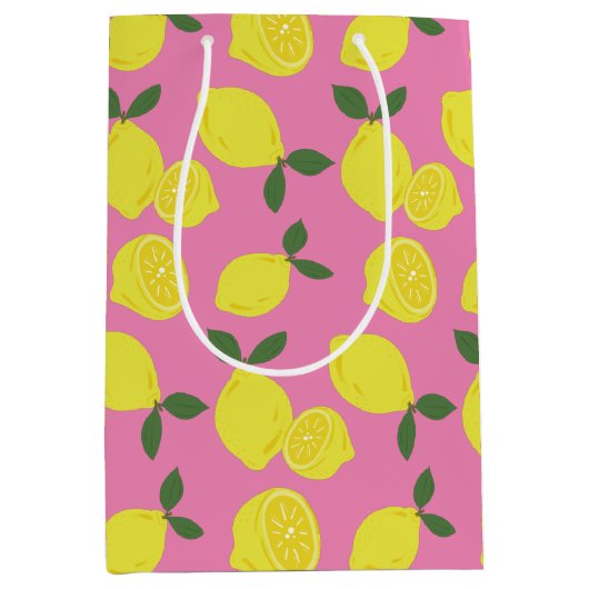 ピンクとイエローレモン ミディアムペーパーバッグ (正面)
