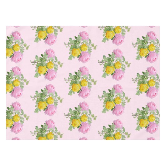 ピンクとイエローローズのフローラ テーブルクロス (正面(横))
