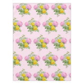 ピンクとイエローローズのフローラ テーブルクロス (正面)