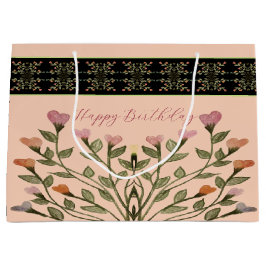 ピンクとエレガントフローラ ラージペーパーバッグ