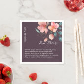 ピンクとエレガント金ゴールドのフローラおもしろいファクト スタンダードカクテルナプキン (インサイチュ)