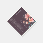 ピンクとエレガント金ゴールドのフローラおもしろいファクト スタンダードカクテルナプキン (角)