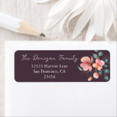 ピンクとエレガント金ゴールドのフローラアドレス ラベル (インサイチュ)