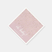 ピンクとエレガント金ゴールドの雨滴ベビーシャワー スタンダードカクテルナプキン (角)