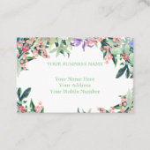 ピンクとオリーブグリーンのフローラ水色 名刺 (正面)