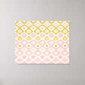 ピンクとオリーブグリーンの幾何学的なダイヤモンドパターン キャンバスプリント (正面)