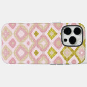 ピンクとオリーブグリーンの幾何学的なダイヤモンド柄 Case-Mate iPhoneケース (裏面 (横))