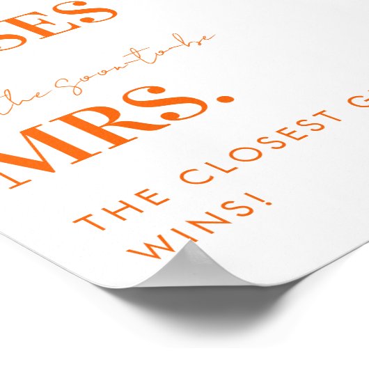 ピンクとオレンジいくつのキスブライダルシャワー標識 ポスター (角)