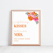 ピンクとオレンジいくつのキスブライダルシャワー標識 ポスター