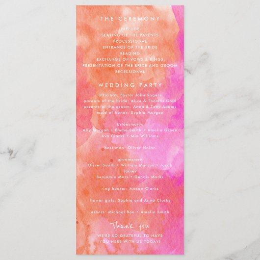 ピンクとオレンジとホワイトフォトミニマル結婚リスト プログラム (裏面)