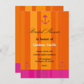 ピンクとオレンジのいかりブライダルシャワー招待 招待状 (正面/裏面)