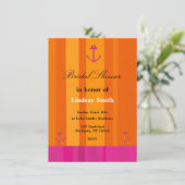ピンクとオレンジのいかりブライダルシャワー招待 招待状 (スタンド正面)