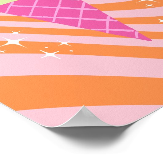 ピンクとオレンジのアイスクリーム、アイスクリームアート名門私立校風の、 ポスター (角)