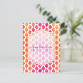 ピンクとオレンジのアラビアンモロッコンテーマのSave the Date 案内ポストカード (スタンド正面)