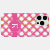 ピンクとオレンジのイカットオージーパターンモノグラム Case-Mate iPhoneケース (裏面 (横))