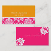 ピンクとオレンジのエレガントダマスクの名刺 名刺 (正面/裏面)