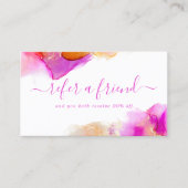 ピンクとオレンジのエレガント水色アルコールインク 紹介カード (正面)