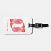 ピンクとオレンジのカスタマイゼド ウェスタンカウボーイブーツ ラゲッジタグ (正面横)