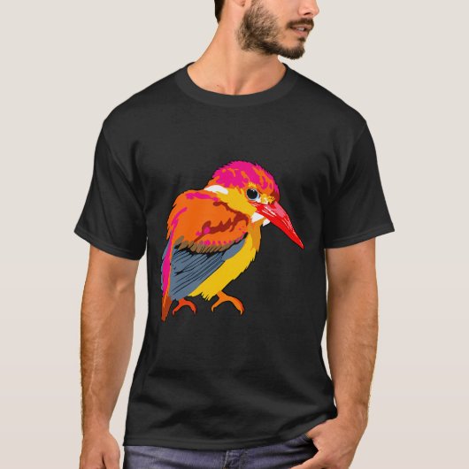 ピンクとオレンジのカワセミ Tシャツ (正面)