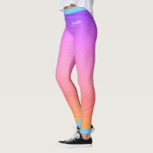 ピンクとオレンジのグラデーションテクスチャの名前プリント レギンス (左)