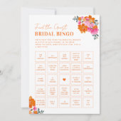 ピンクとオレンジのゲストを見つけるブライダルビンゴゲーム 招待状 (正面)