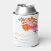 ピンクとオレンジのサマー フラワーブライダル シャワー ギフト 缶クーラー (缶正面)