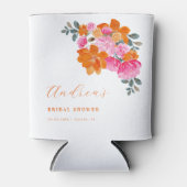 ピンクとオレンジのサマー フラワーブライダル シャワー ギフト 缶クーラー (正面)