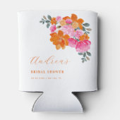 ピンクとオレンジのサマー フラワーブライダル シャワー ギフト 缶クーラー (裏面)