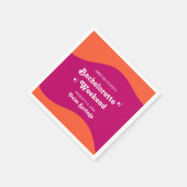 ピンクとオレンジのサンセットレトロ独身最後の週末 スタンダードカクテルナプキン (角)