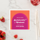 ピンクとオレンジのサンセットレトロ独身最後の週末 スタンダードカクテルナプキン (インサイチュ)