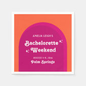 ピンクとオレンジのサンセットレトロ独身最後の週末 スタンダードカクテルナプキン (正面)