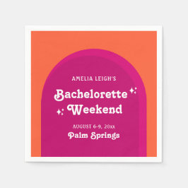 ピンクとオレンジのサンセットレトロ独身最後の週末 スタンダードカクテルナプキン