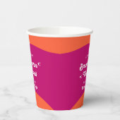 ピンクとオレンジのサンセットレトロ独身最後の週末 紙コップ (左)