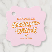 ピンクとオレンジのサンセット・バチェロレッテパーティー フェイバータグ (正面)