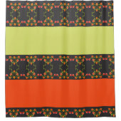 ピンクとオレンジのシャワーカーテンを持つ木炭グレー シャワーカーテン (正面)