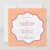 ピンクとオレンジのストライプの花嫁お披露目招待状 招待状 (裏面)