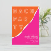 ピンクとオレンジのストリーマーバチェロレッテ 招待状 (スタンド正面)