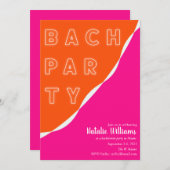 ピンクとオレンジのストリーマーバチェロレッテ 招待状 (正面/裏面)