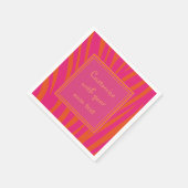 ピンクとオレンジのゼブラストライプカスタム文字 スタンダードカクテルナプキン (角)