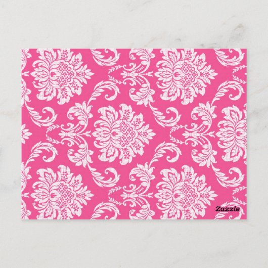 ピンクとオレンジのダマスクの結婚式のテーブル番号 ポストカード (裏面)