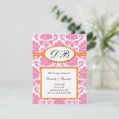 ピンクとオレンジのダマスク・モノグラム結婚式招待状 招待状 (スタンド正面)