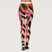 ピンクとオレンジのチェッカーボードパターンレギンス はっきりした: レギンス (裏面)