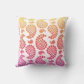 ピンクとオレンジのドッグポープリントペイズリーパターン クッション (裏面)