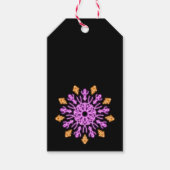 ピンクとオレンジのネオンの花 ギフトタグ (正面)