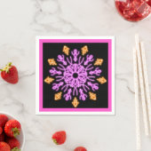 ピンクとオレンジのネオンの花 スタンダードカクテルナプキン (インサイチュ)