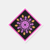 ピンクとオレンジのネオンの花 スタンダードカクテルナプキン (角)